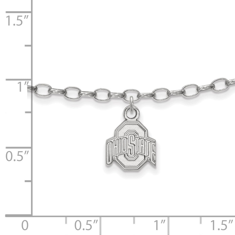Sterling Silver Rhodium-plated Ohio State University Anklet