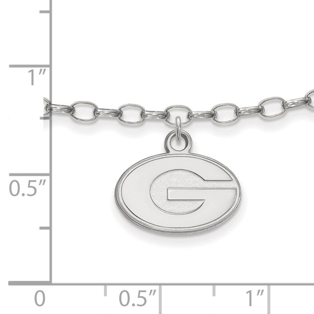 Sterling Silver Rhodium-plated University of Georgia Anklet