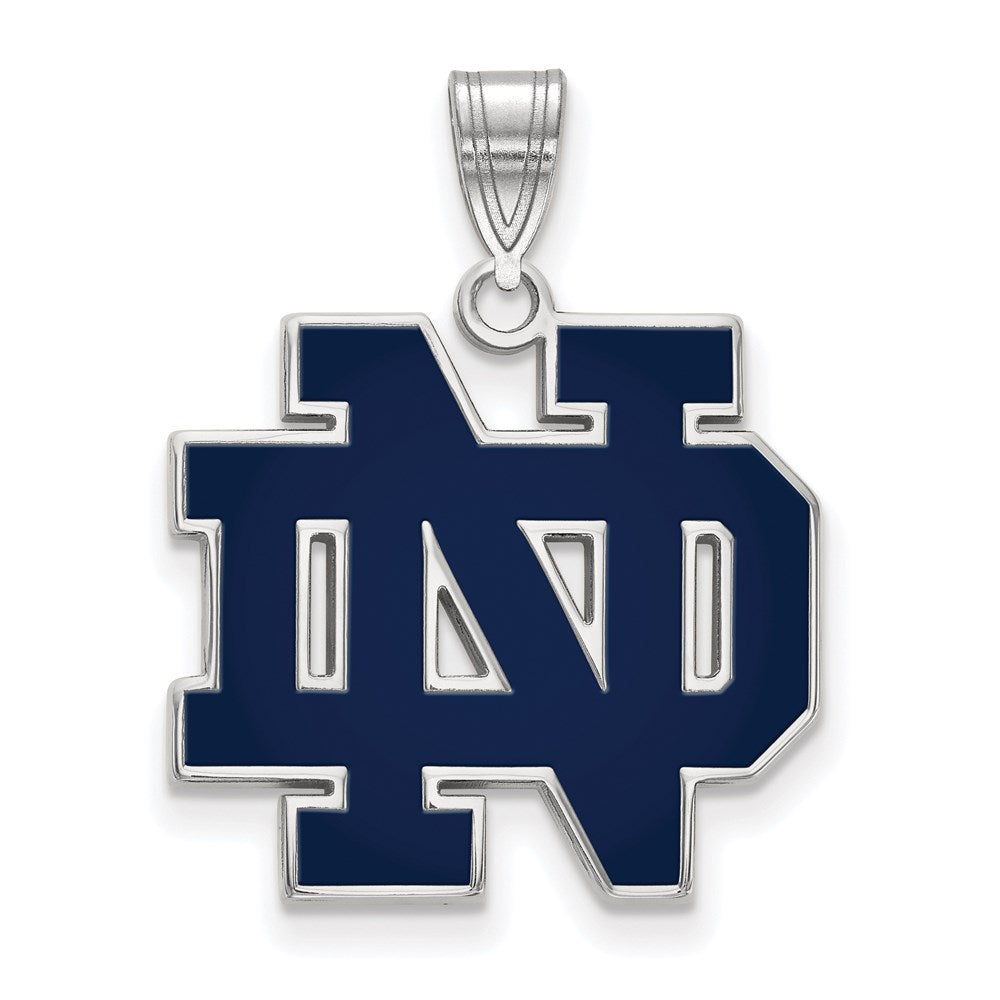 Sterling Silver Rhodium-plated U. of Notre Dame Large Enamel Pendant
