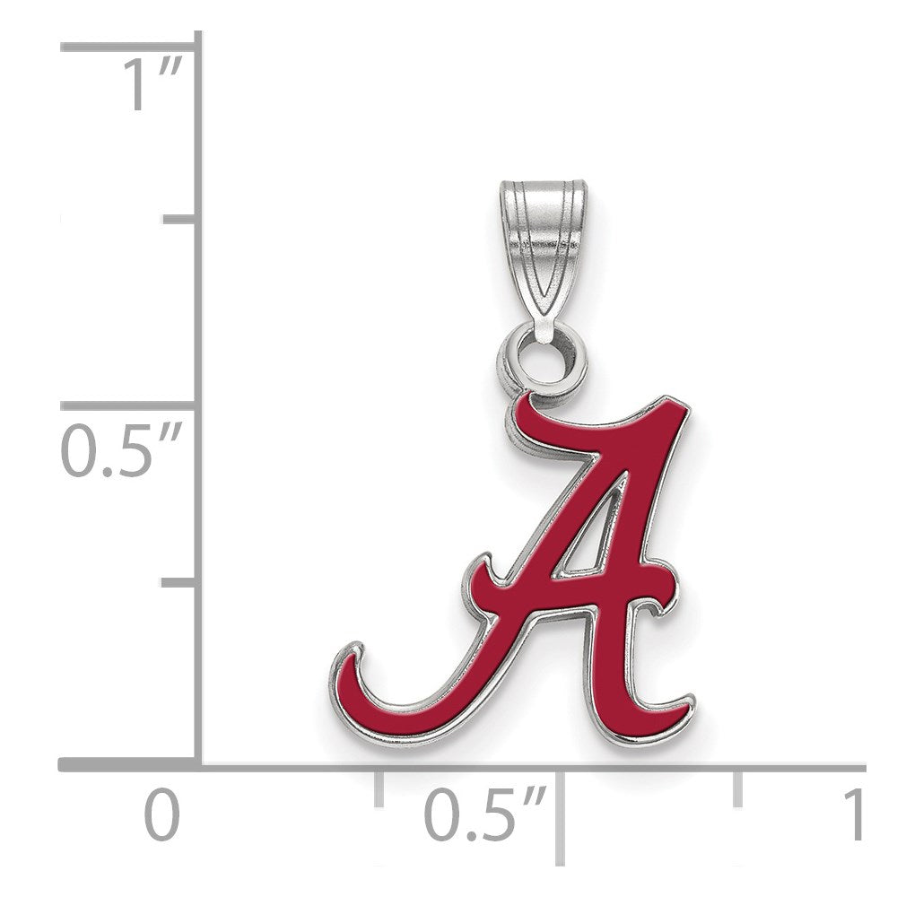 Sterling Silver Rhodium-plated U. of Alabama Small Enamel Pendant