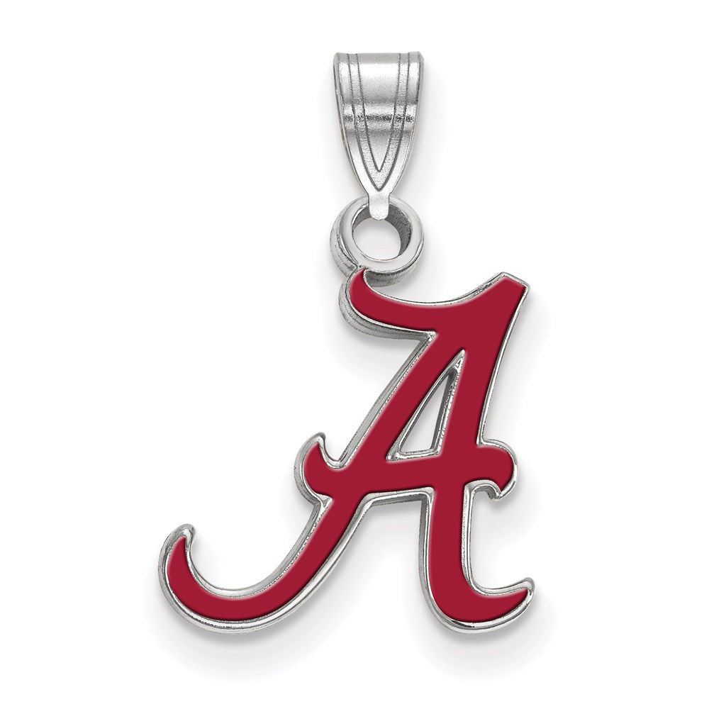 Sterling Silver Rhodium-plated U. of Alabama Small Enamel Pendant
