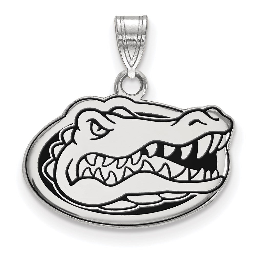 Sterling Silver Rhodium-plated Univ. of Florida Small Enamel Pendant