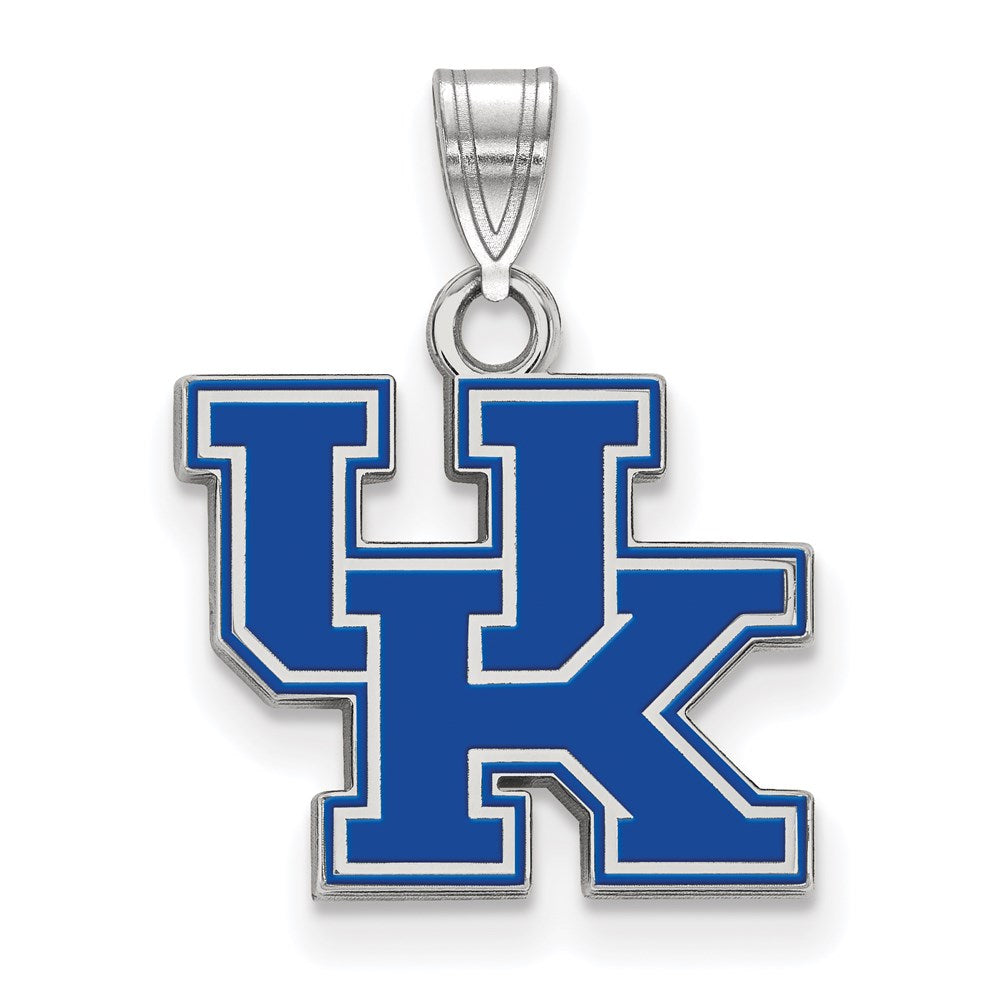 Sterling Silver Rhodium-plated U. of Kentucky Small Enamel Pendant