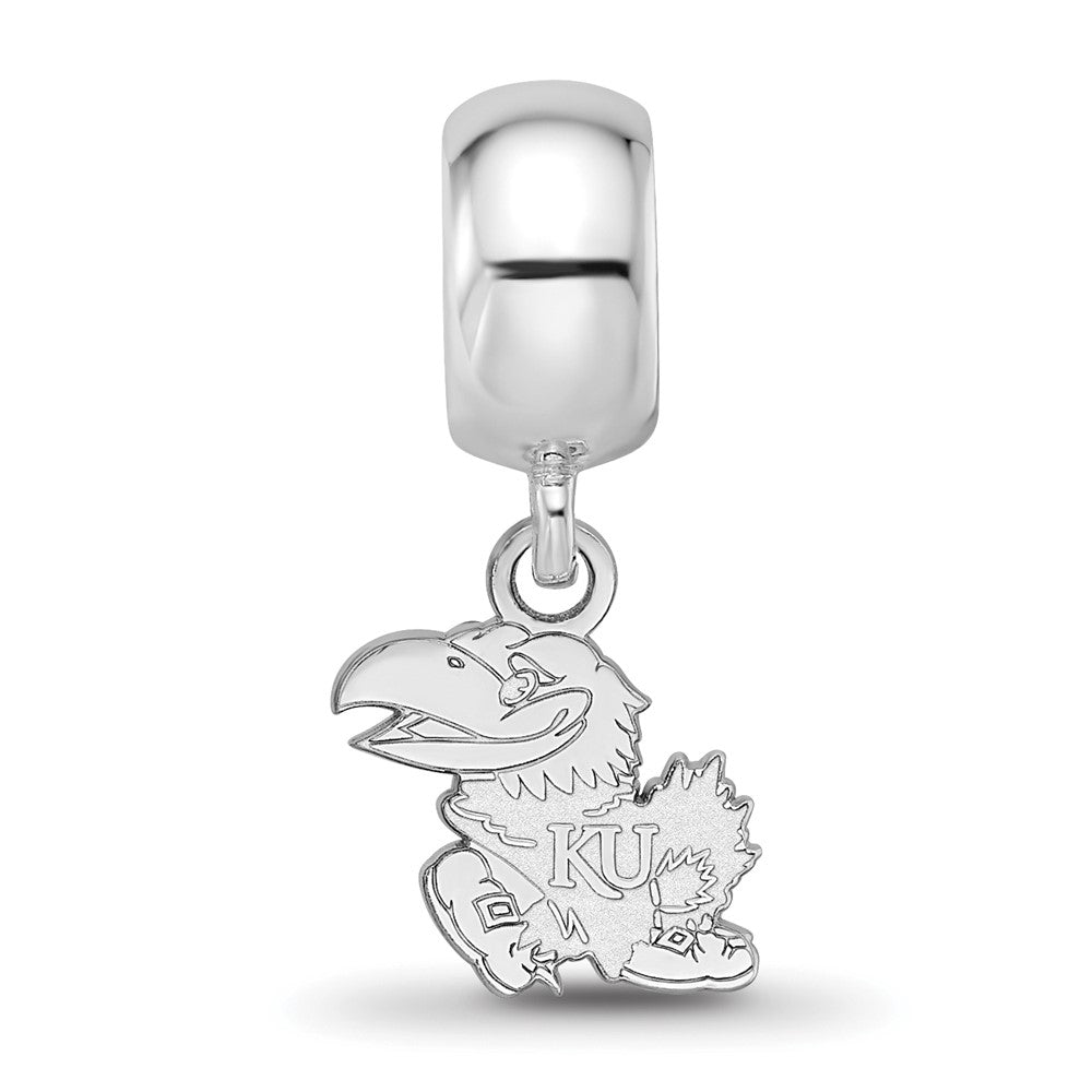 Sterling Silver Rhodium-plated University of Kansas XS Dangle Bead