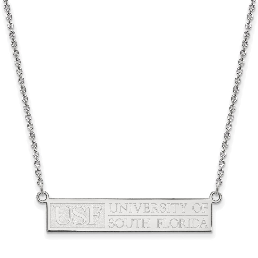 Sterling Silver Rhodium-plated U. of South Florida Bar Necklace