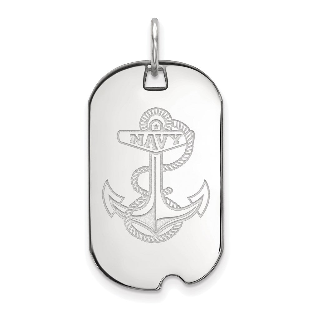 Sterling Silver Rhodium-plated US Naval Academy Small Dog Tag