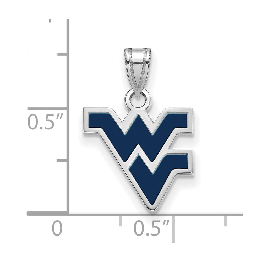 Sterling Silver Rhodium-plated West Virginia U. Small Enamel Pendant