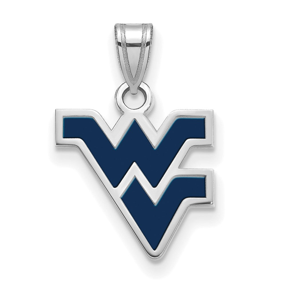 Sterling Silver Rhodium-plated West Virginia U. Small Enamel Pendant