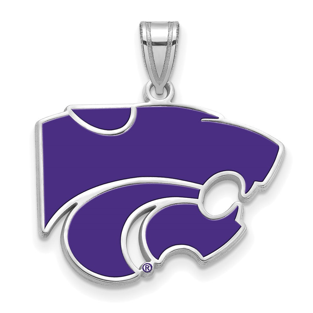 Sterling Silver Rhodium-plated Kansas State U. Large Enamel Pendant
