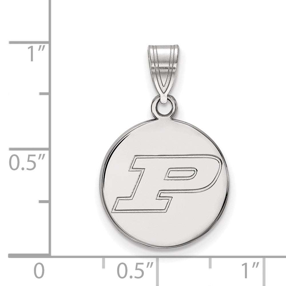 Sterling Silver Rhodium-plated Purdue Univ. Medium Disc Pendant