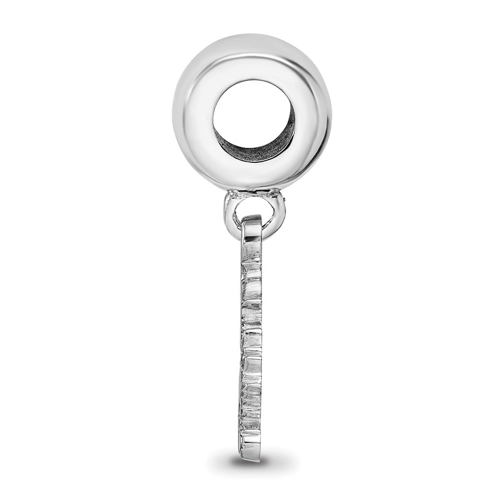 Sterling Silver Rhodium-plated University of Kansas Small Dangle Bead
