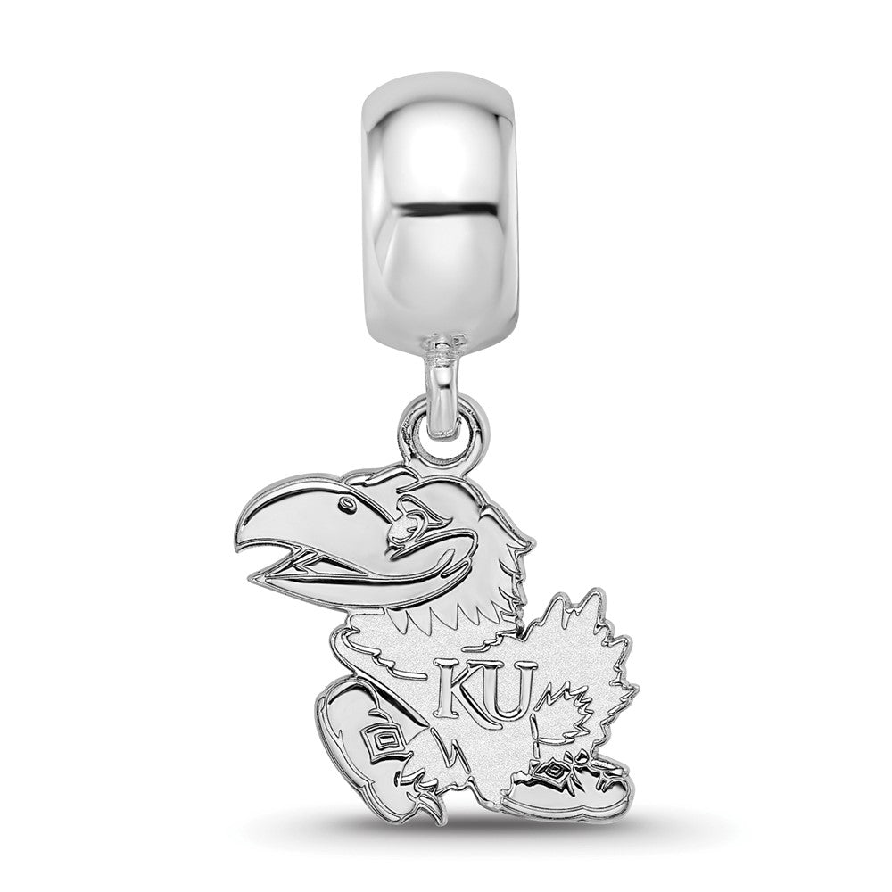 Sterling Silver Rhodium-plated University of Kansas Small Dangle Bead