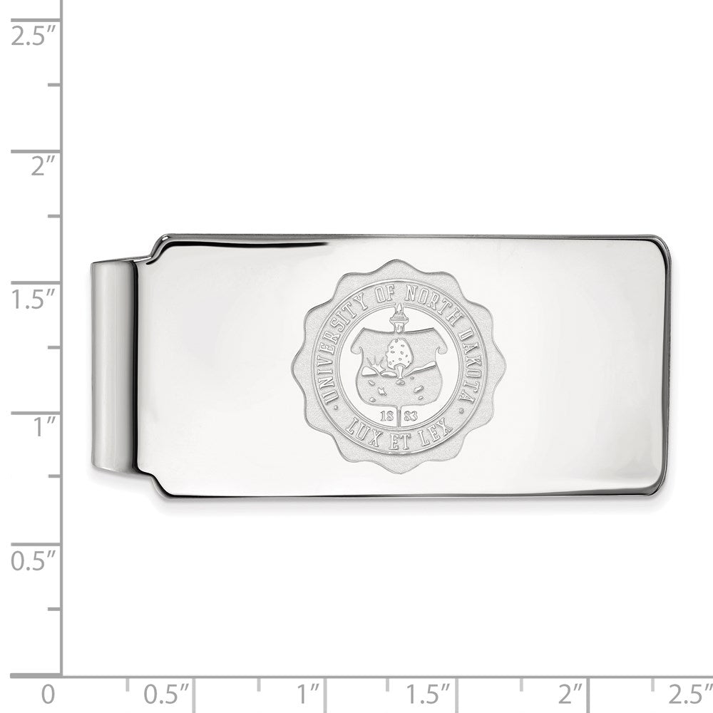 Sterling Silver Rhodium-plated U. of North Dakota Crest Money Clip