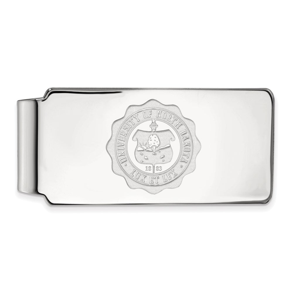 Sterling Silver Rhodium-plated U. of North Dakota Crest Money Clip