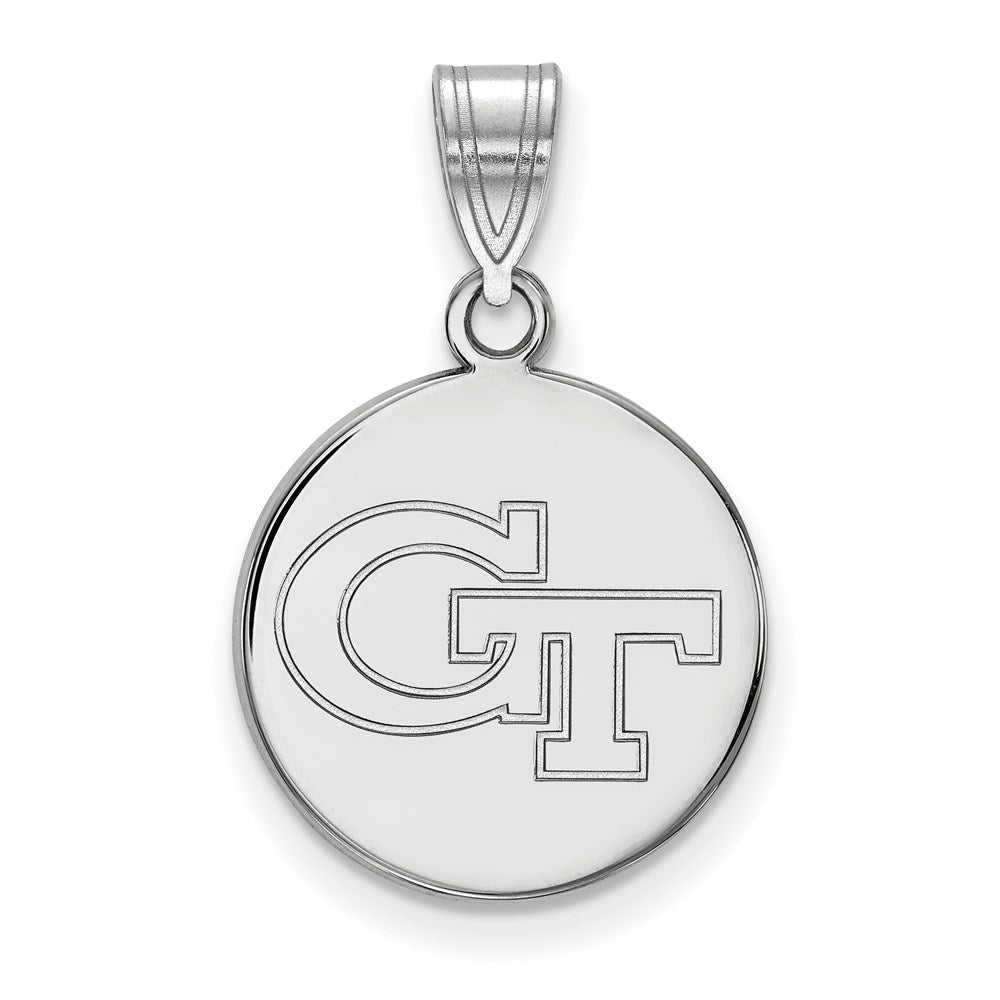 Sterling Silver Rhodium-plated Georgia Tech G-T Medium Disc Pendant