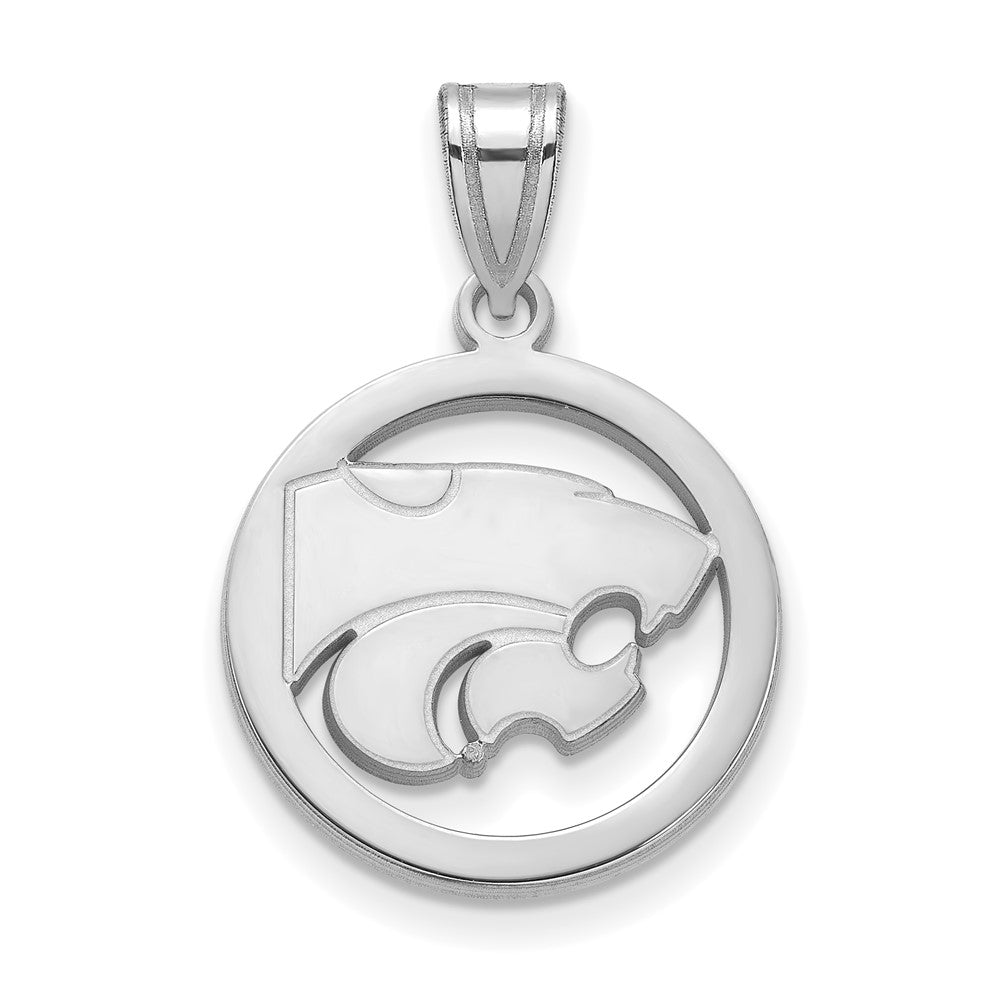 Sterling Silver Rhodium-plated Kansas State Univ. Medium Circle Pendant