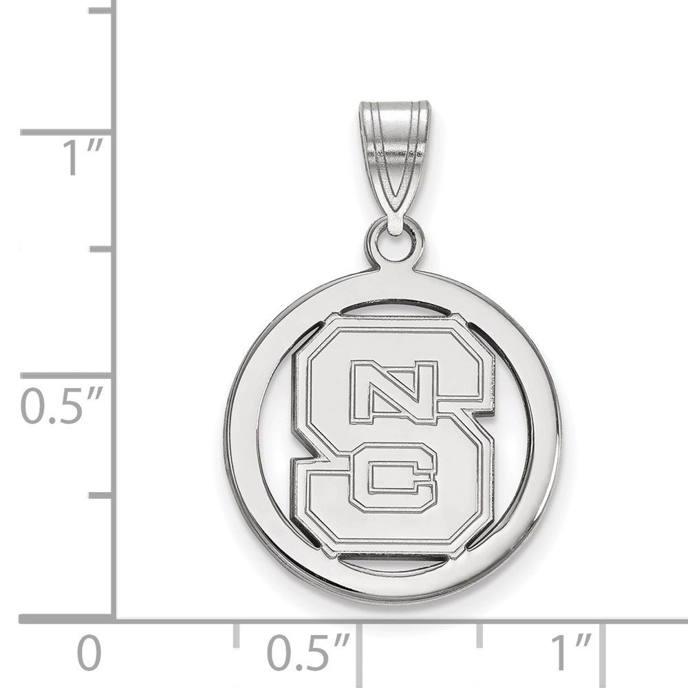 Sterling Silver Rhodium-plated North Carolina State U. Small Circle Pendant