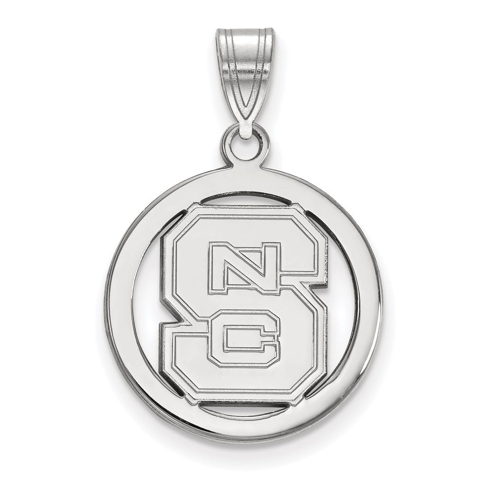 Sterling Silver Rhodium-plated North Carolina State U. Small Circle Pendant