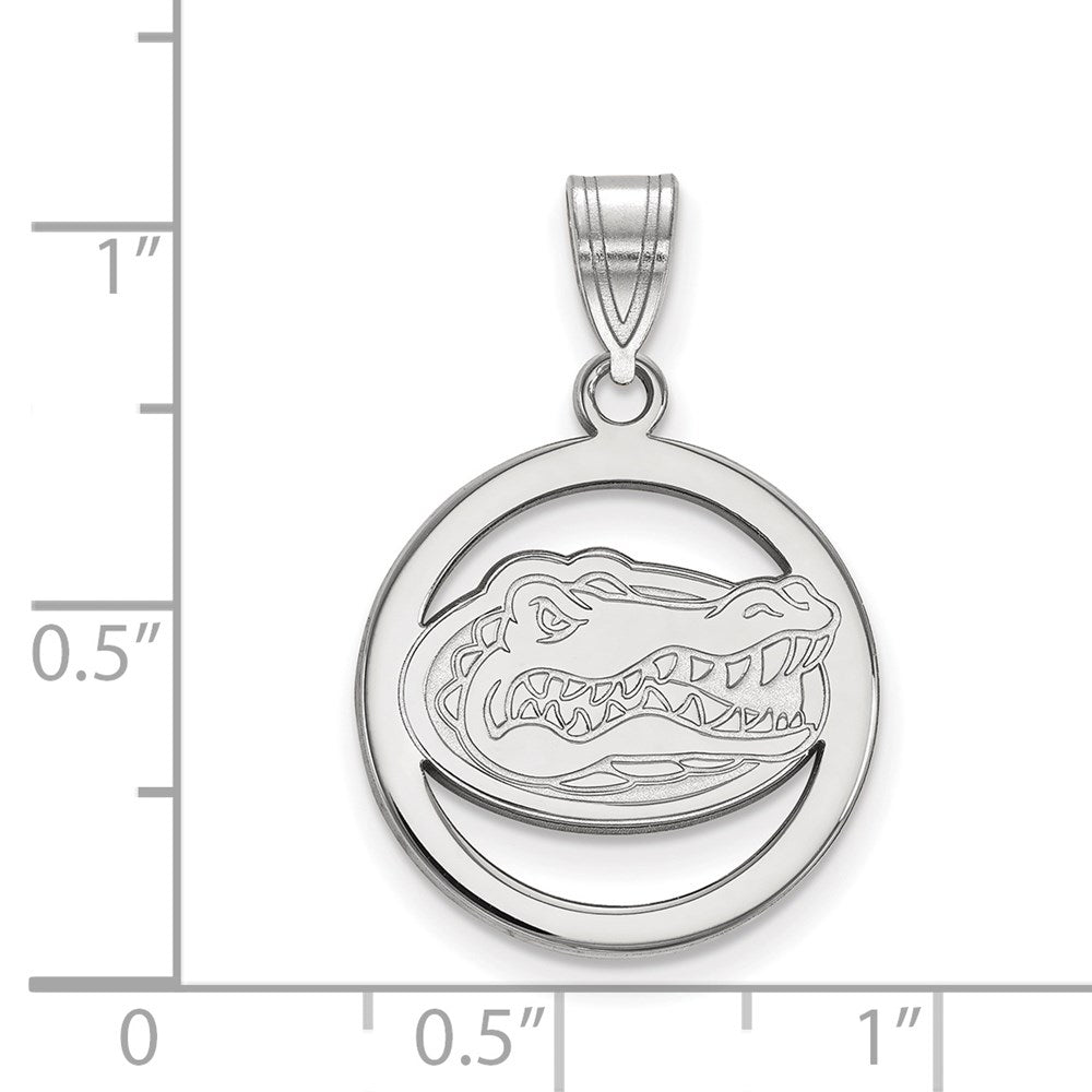 Sterling Silver Rhodium-plated Univ. of Florida Medium Circle Pendant