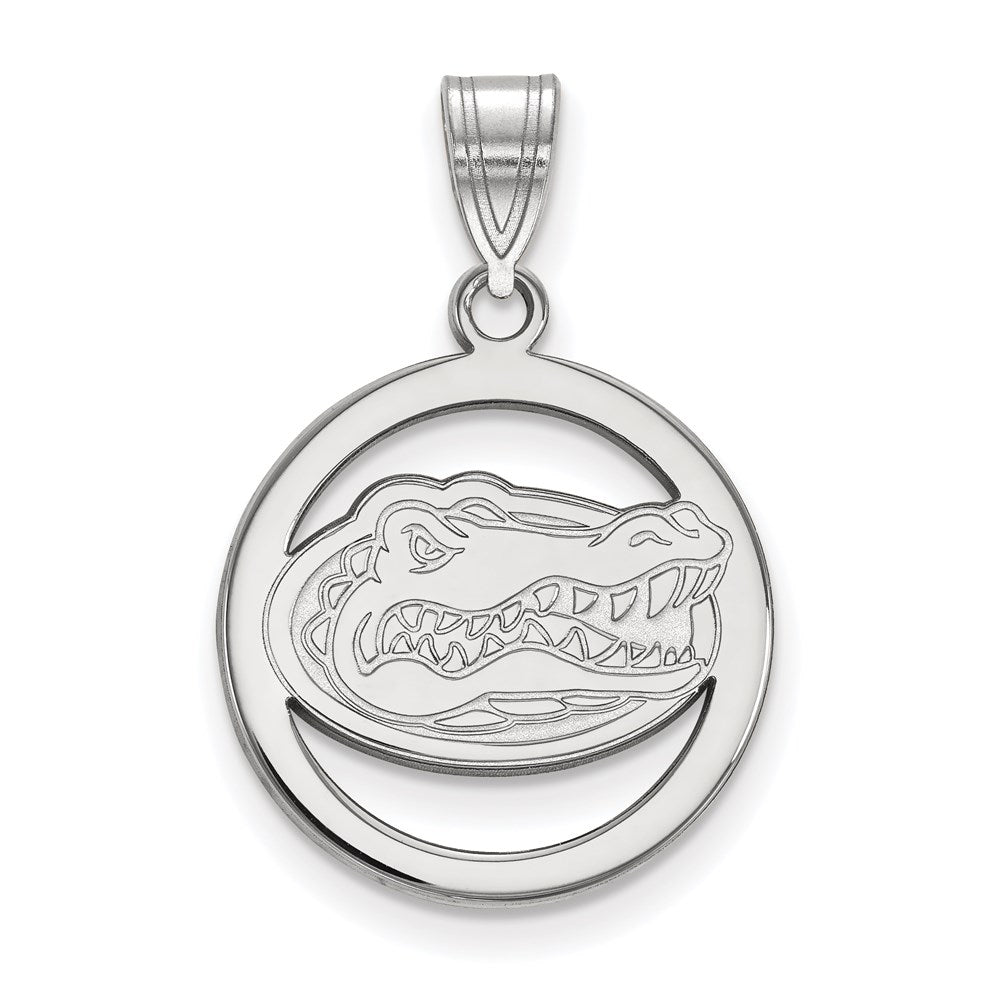 Sterling Silver Rhodium-plated Univ. of Florida Medium Circle Pendant