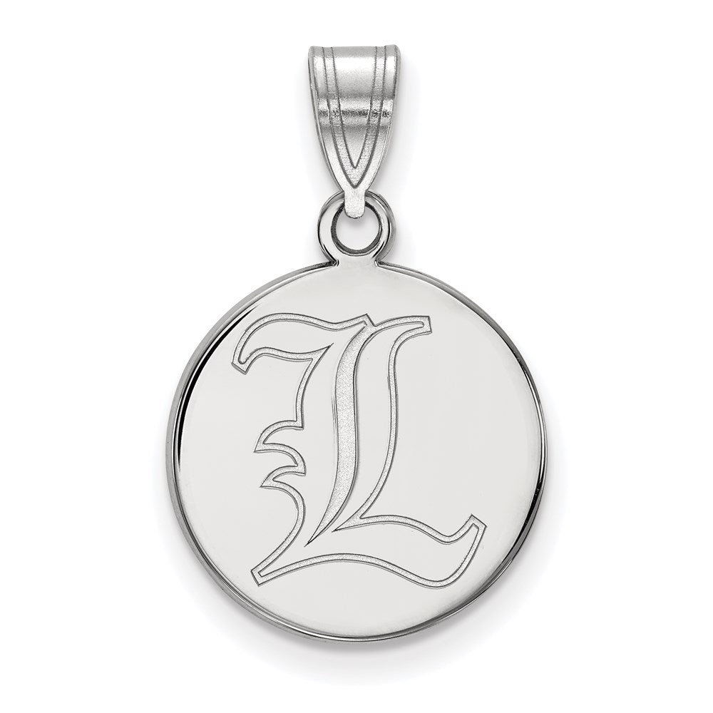 Sterling Silver Rhodium-plated U. of Louisville Medium Disc Pendant