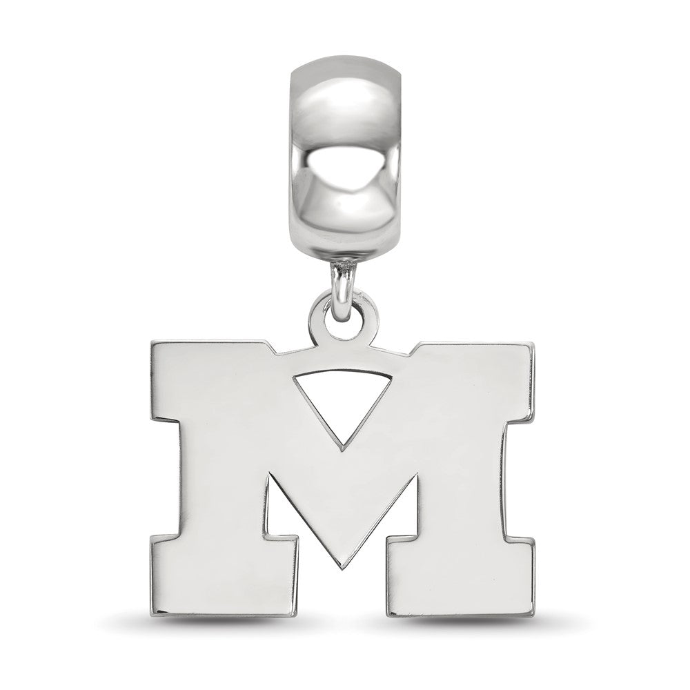 Sterling Silver Rhodium-plated University of Michigan Small Dangle Bead