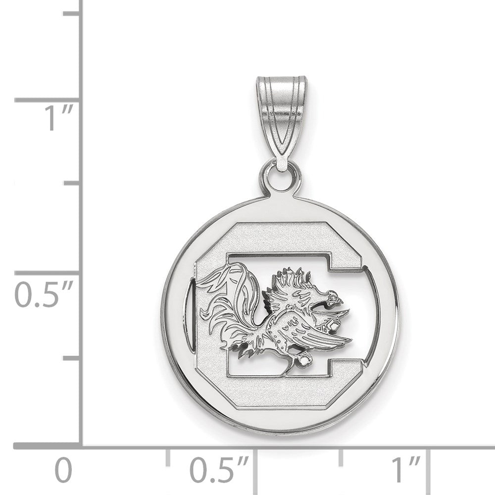 Sterling Silver Rhodium-plated U. of So. Carolina Medium Circle Pendant