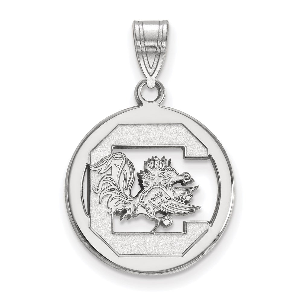Sterling Silver Rhodium-plated U. of So. Carolina Medium Circle Pendant