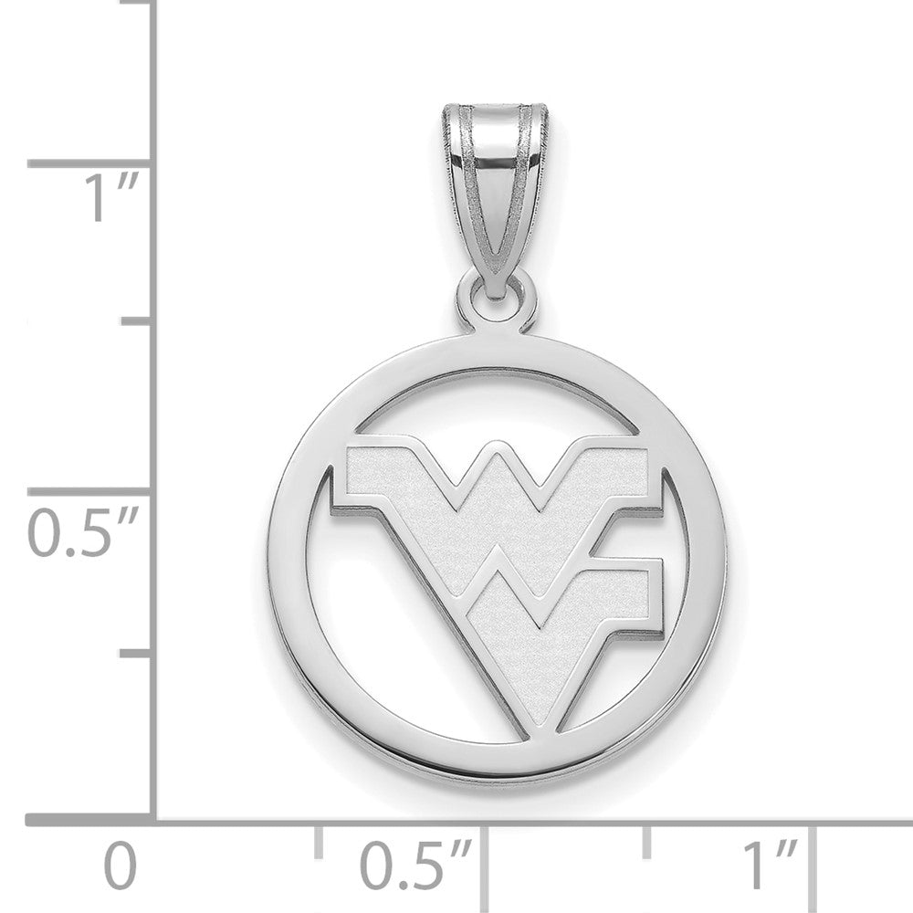 Sterling Silver Rhodium-plated West Virginia U. Medium Circle Pendant