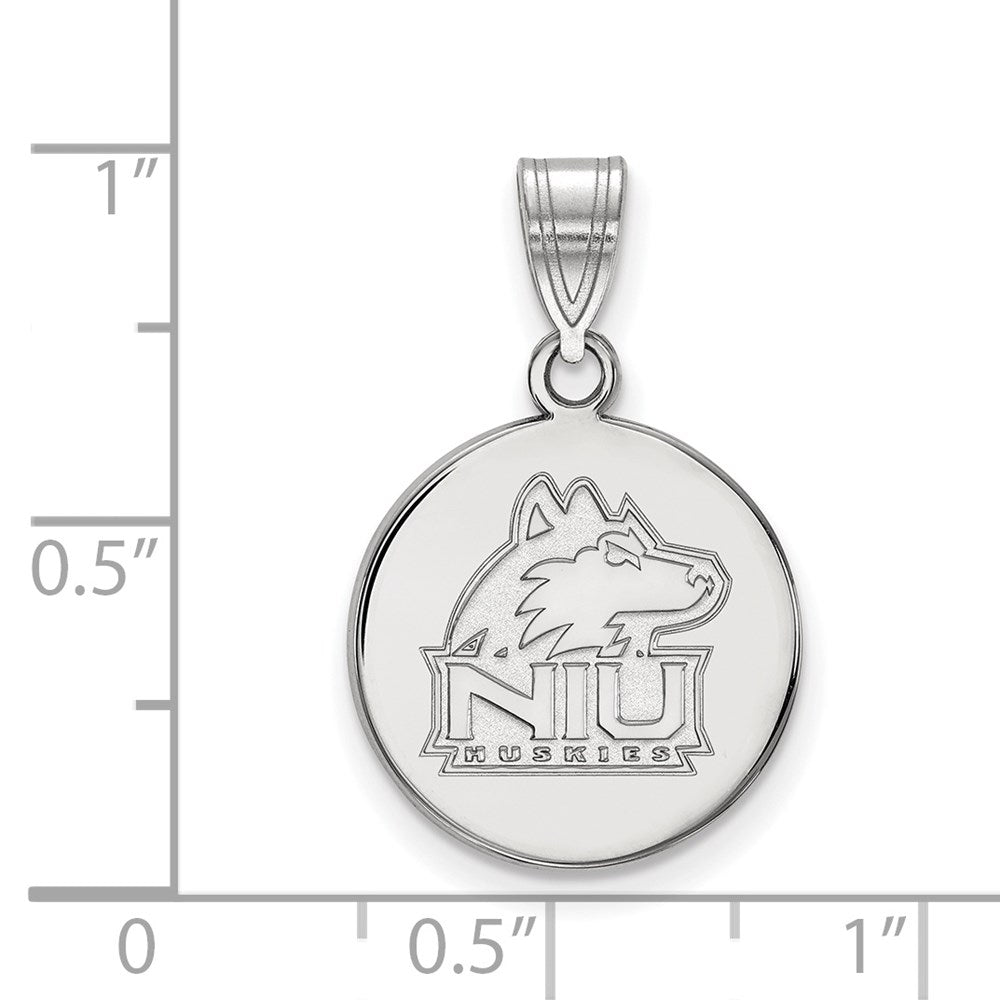 Sterling Silver Rhodium-plated Northern Illinois U. Medium Disc Pendant
