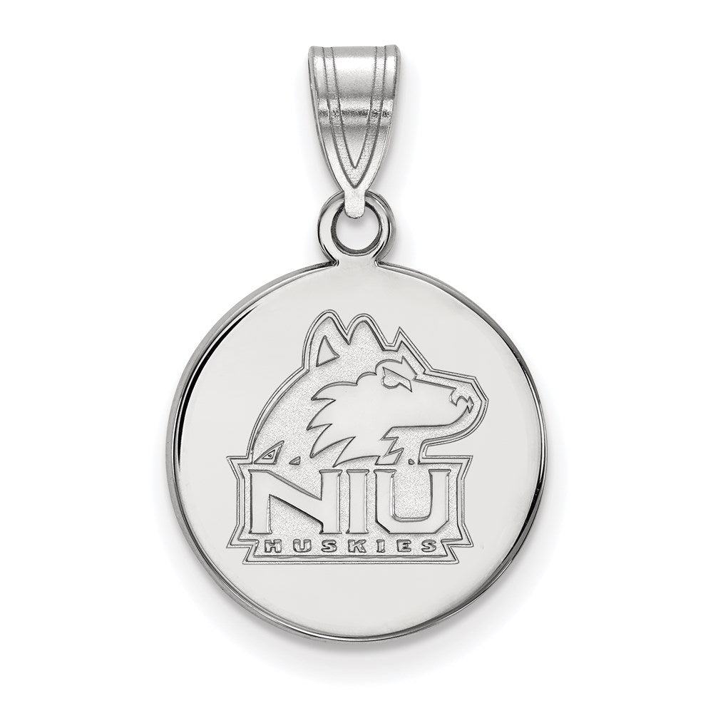 Sterling Silver Rhodium-plated Northern Illinois U. Medium Disc Pendant