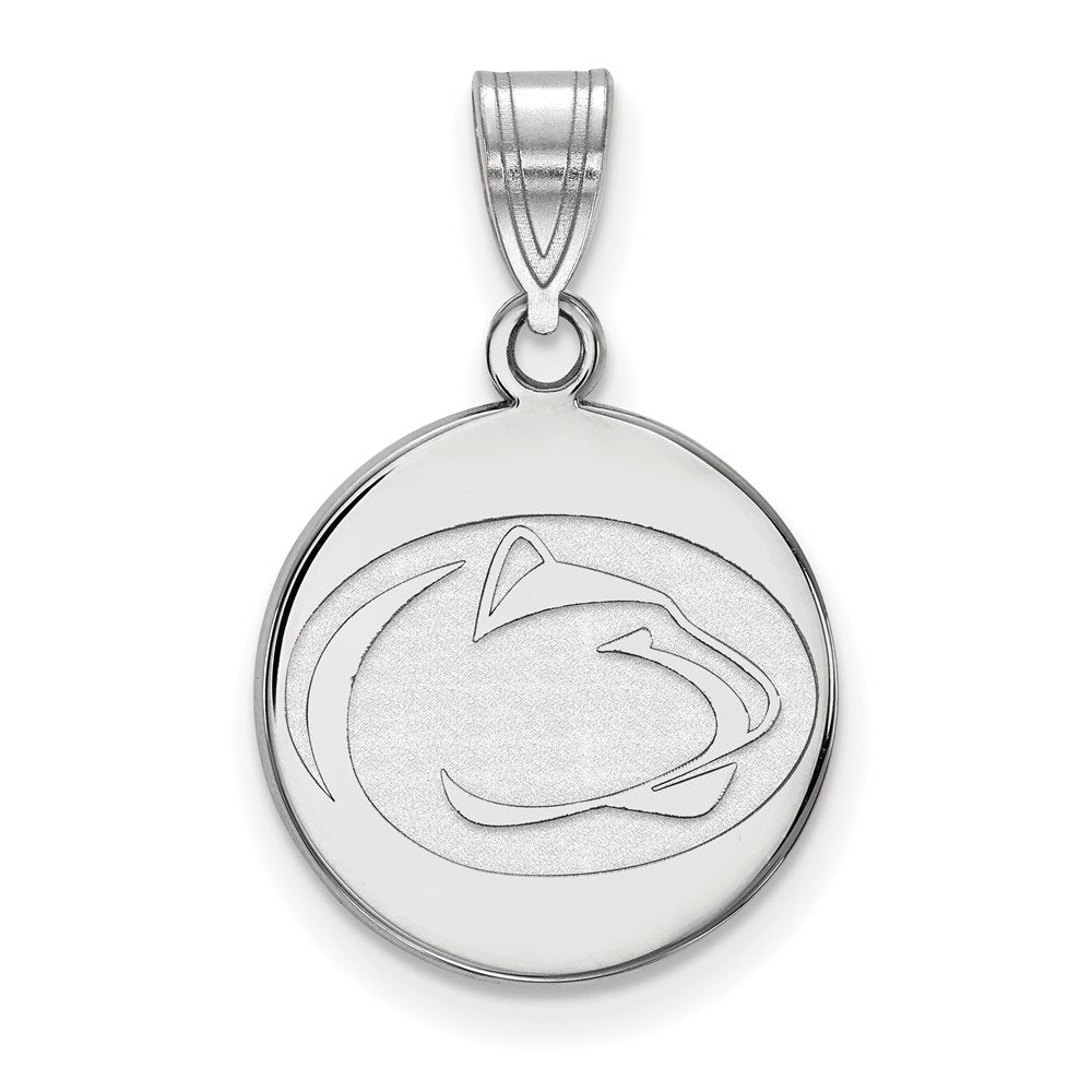 Sterling Silver Rhodium-plated Penn State Univ. Medium Disc Pendant