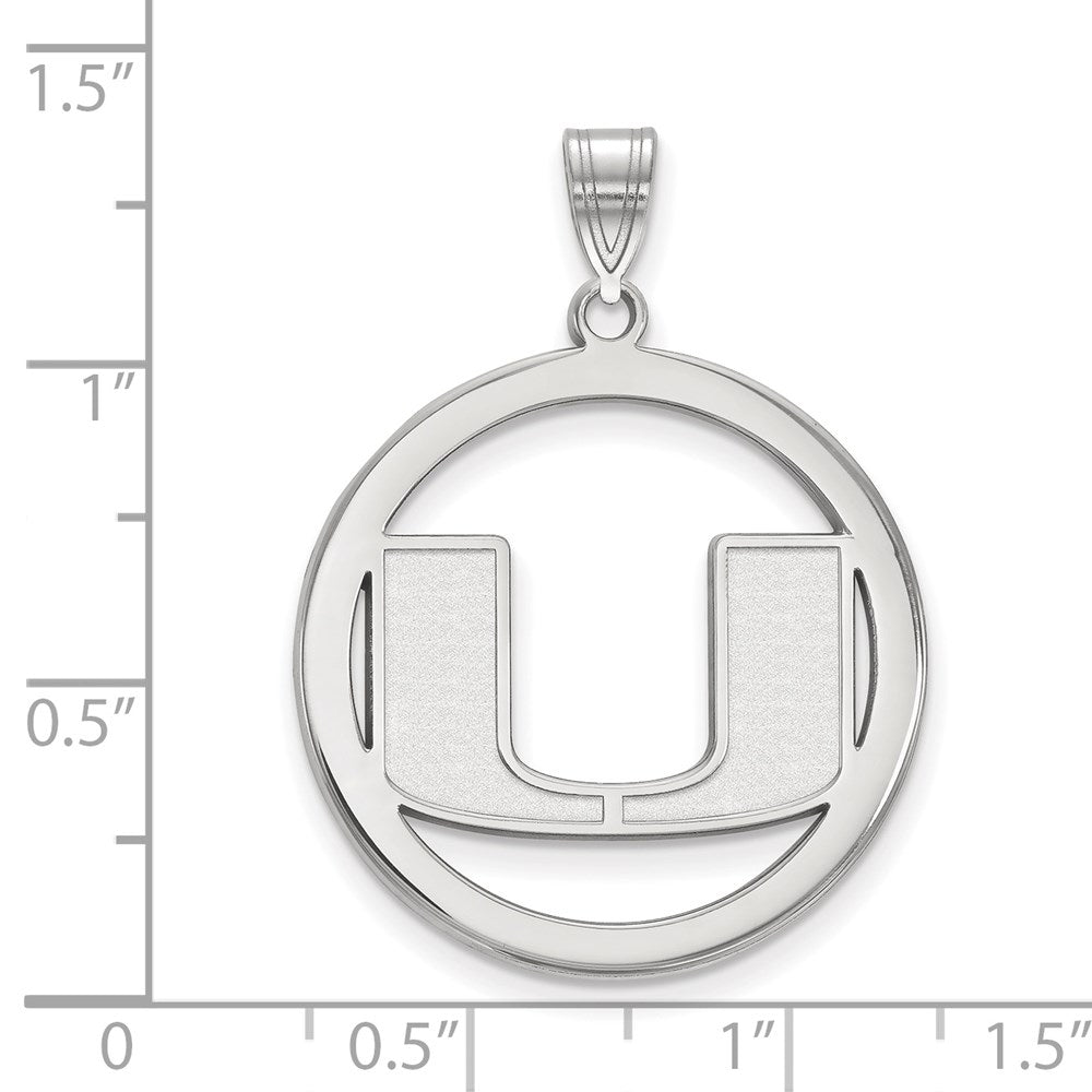 Sterling Silver Rhodium-plated University of Miami Large Circle Pendant