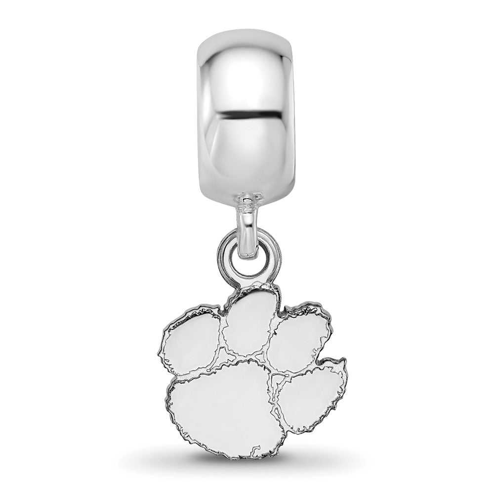 Sterling Silver Rhodium-plated Clemson University XS Dangle Bead