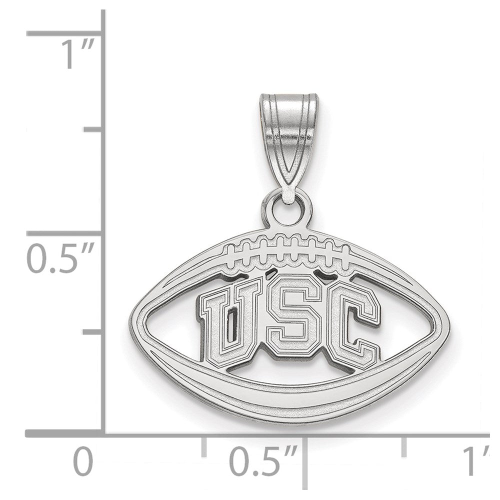 Sterling Silver Rhodium-plated U. of Southern California Football Pendant
