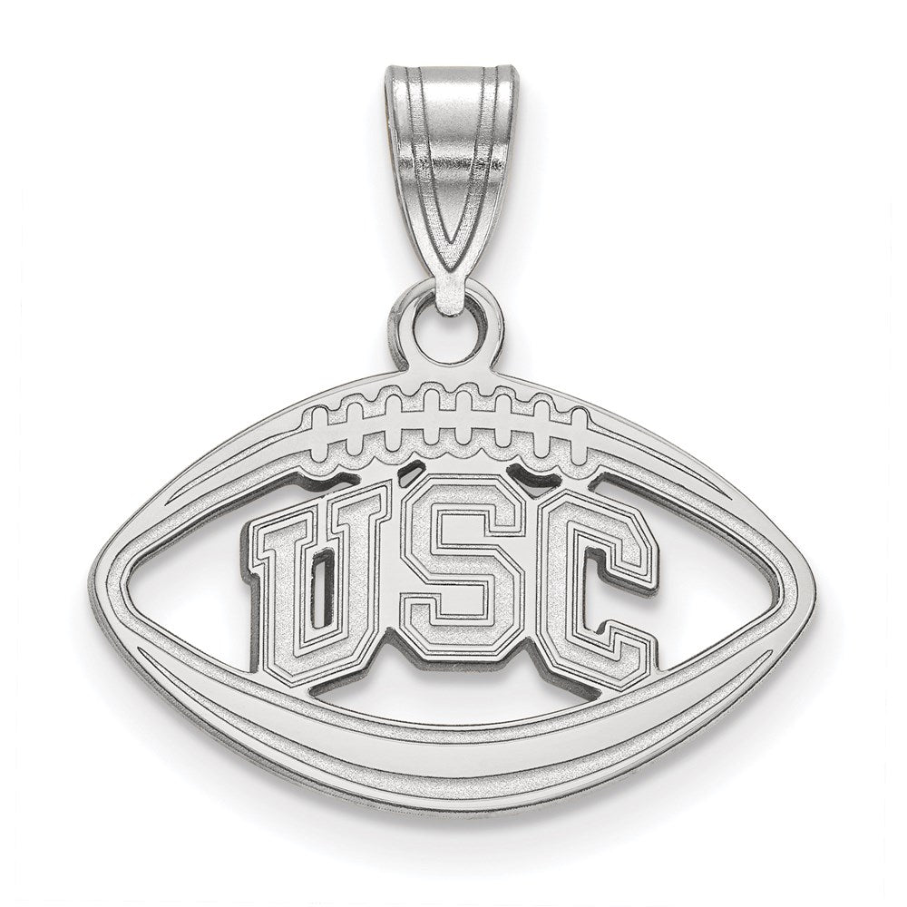 Sterling Silver Rhodium-plated U. of Southern California Football Pendant