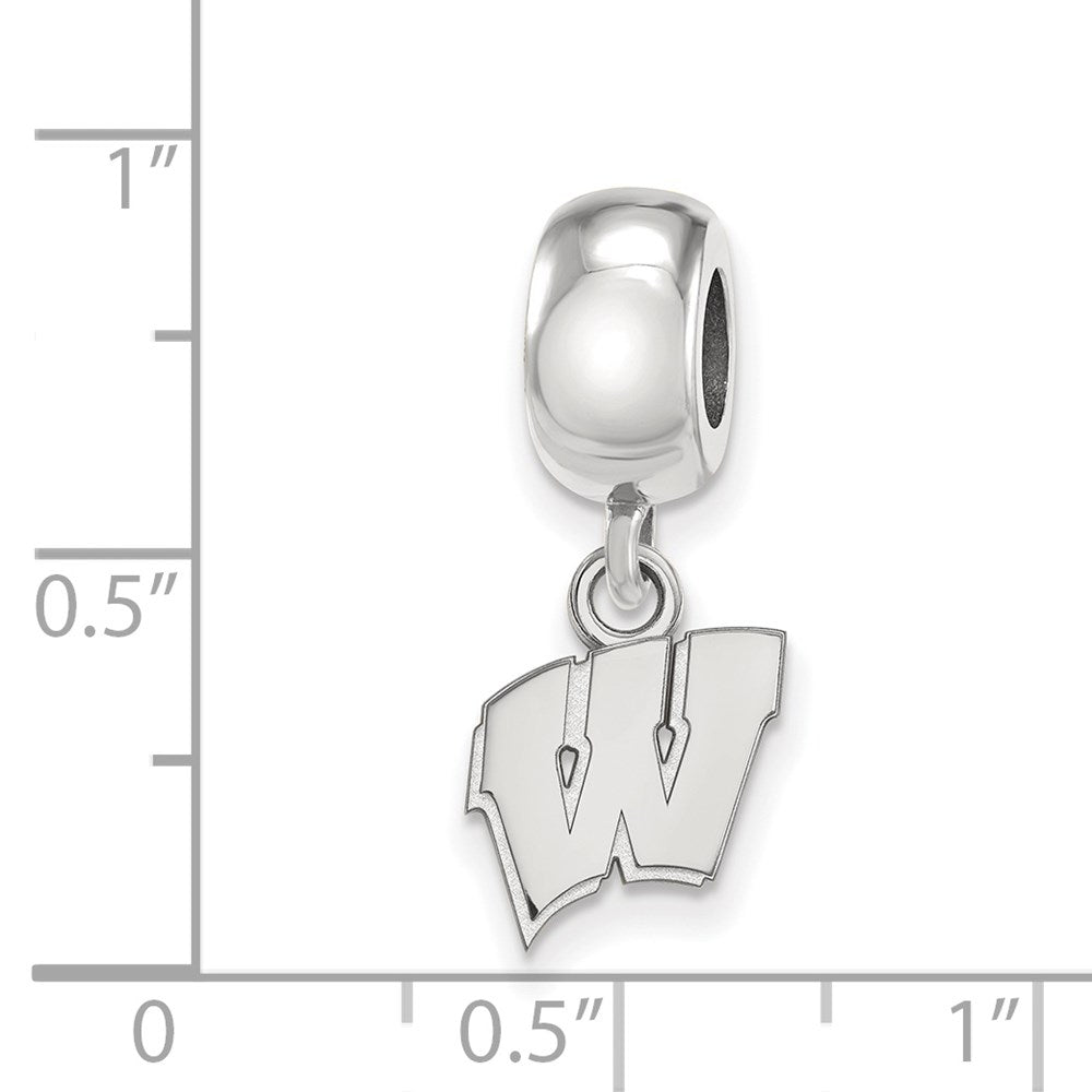 Sterling Silver Rhodium-plated University of Wisconsin XS Dangle Bead
