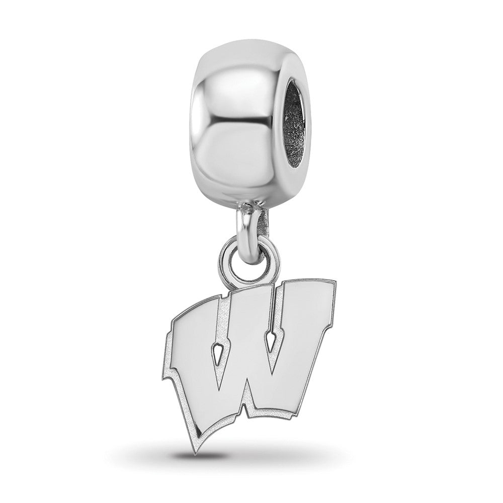 Sterling Silver Rhodium-plated University of Wisconsin XS Dangle Bead