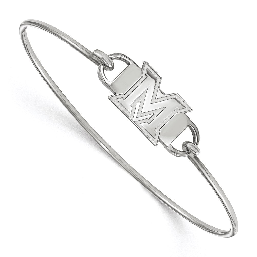 Sterling Silver Rhodium-plated Miami University Small Center Wire Bangle