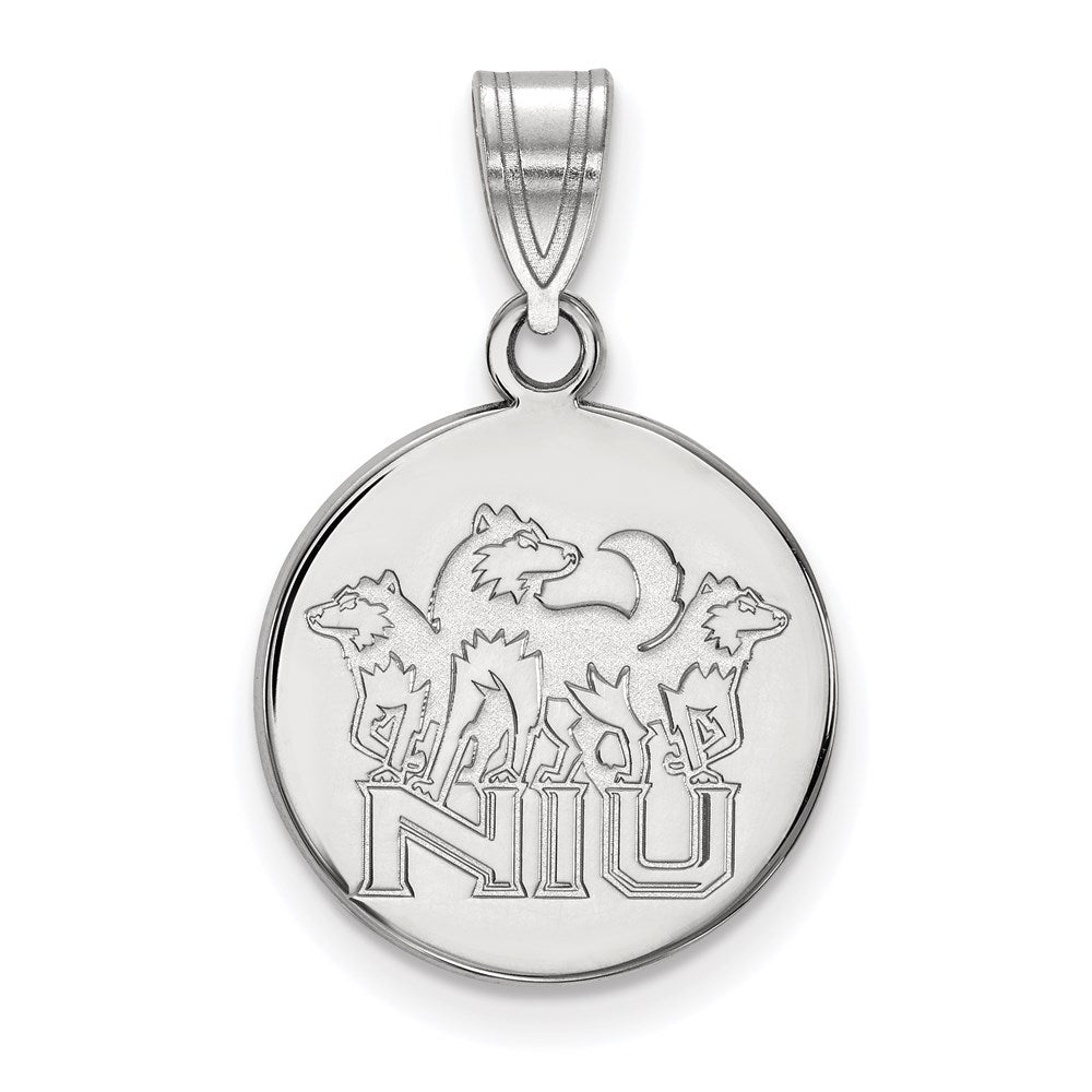 Sterling Silver Rhodium-plated Northern Illinois U. Medium Disc Pendant