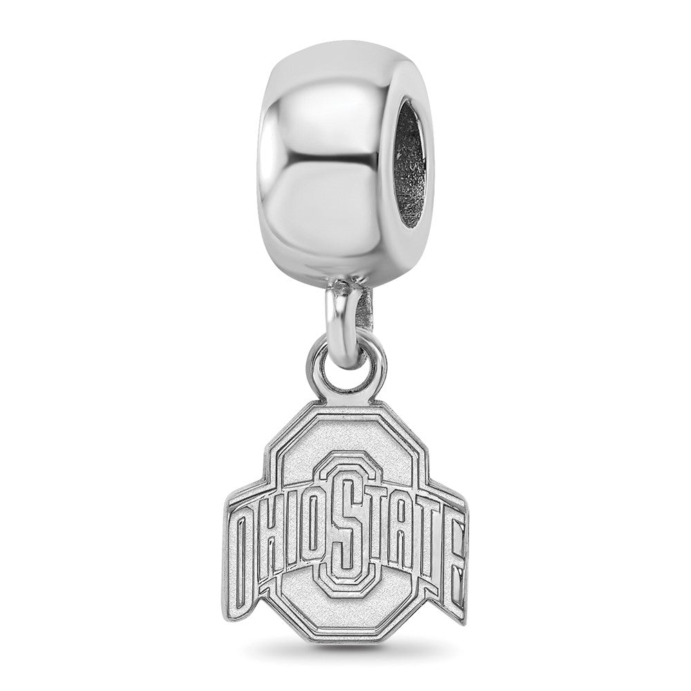 Sterling Silver Rhodium-plated Ohio State University XS Dangle Bead