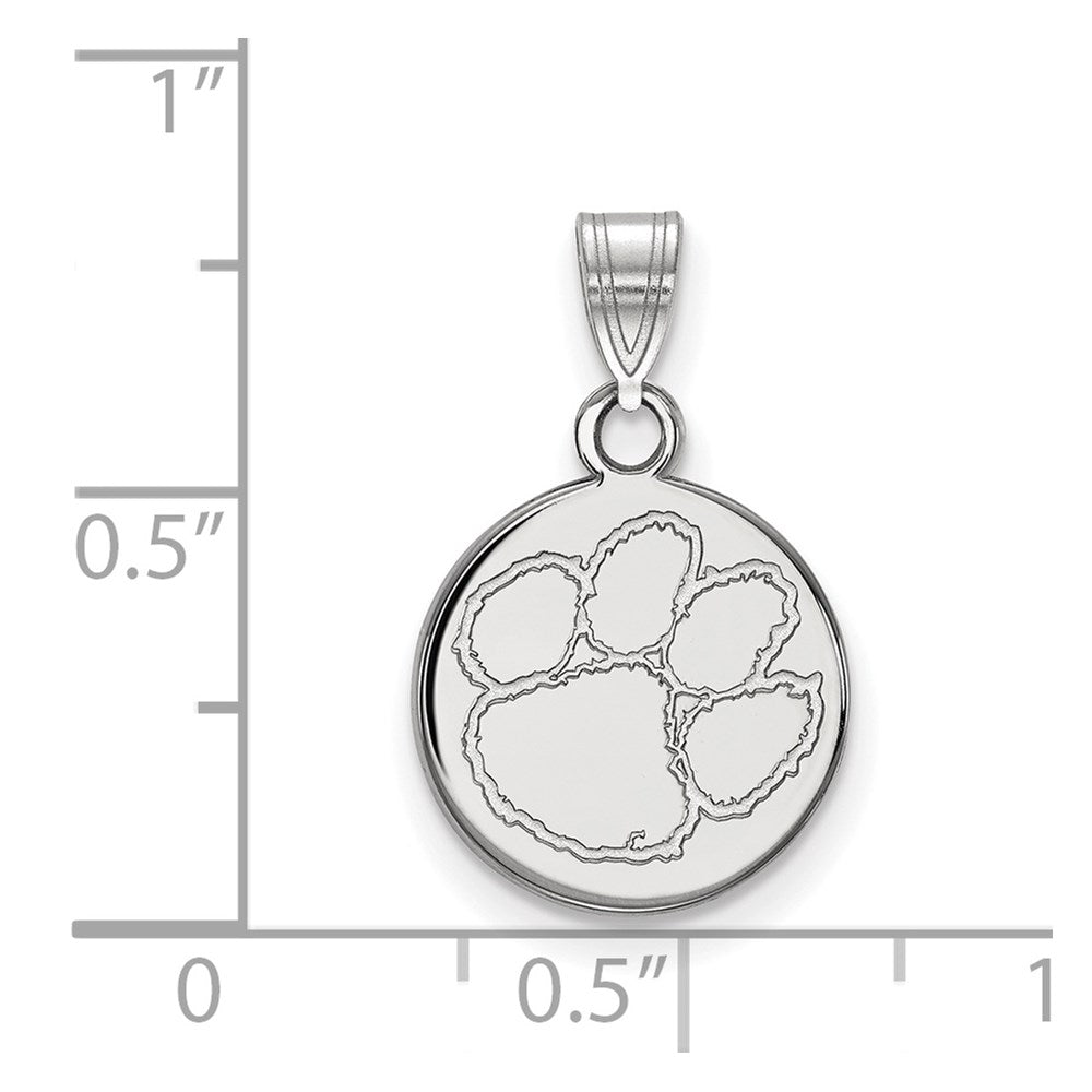 10K White Gold Clemson University Small Disc Pendant
