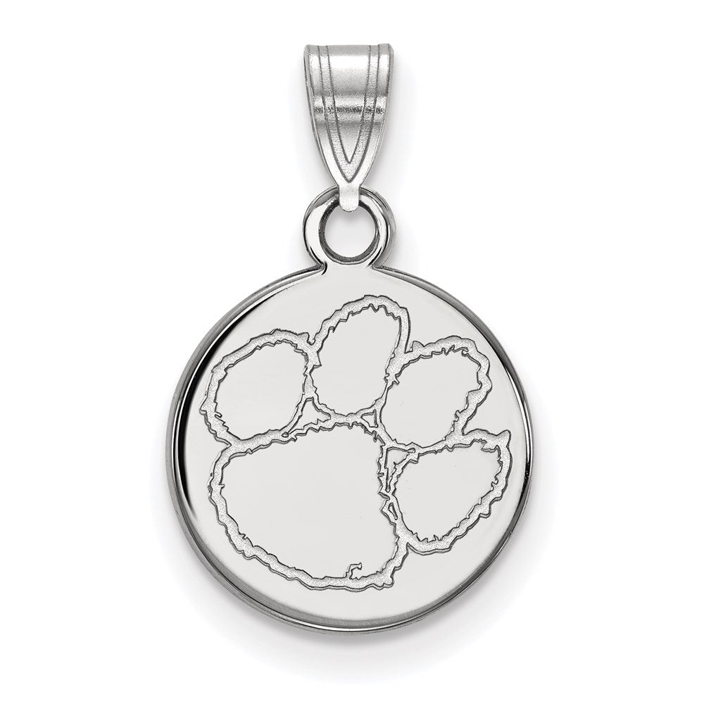 10K White Gold Clemson University Small Disc Pendant