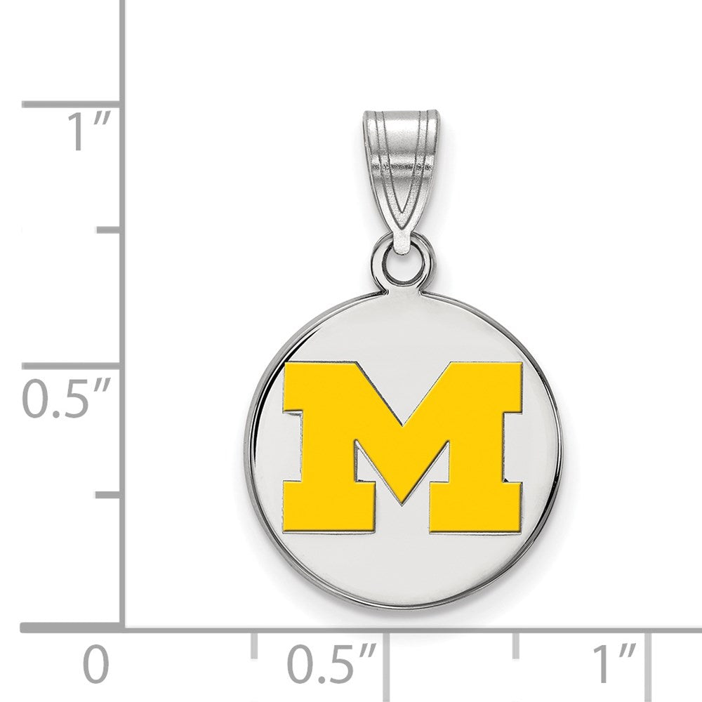 Sterling Silver Rhodium-plated U. of Michigan Yellow Enamel Pendant