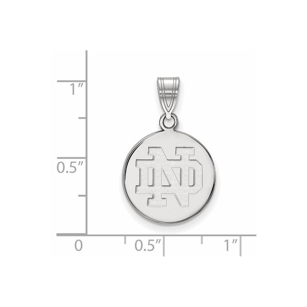 Sterling Silver Rhodium-plated U. of Notre Dame Medium Disc Pendant