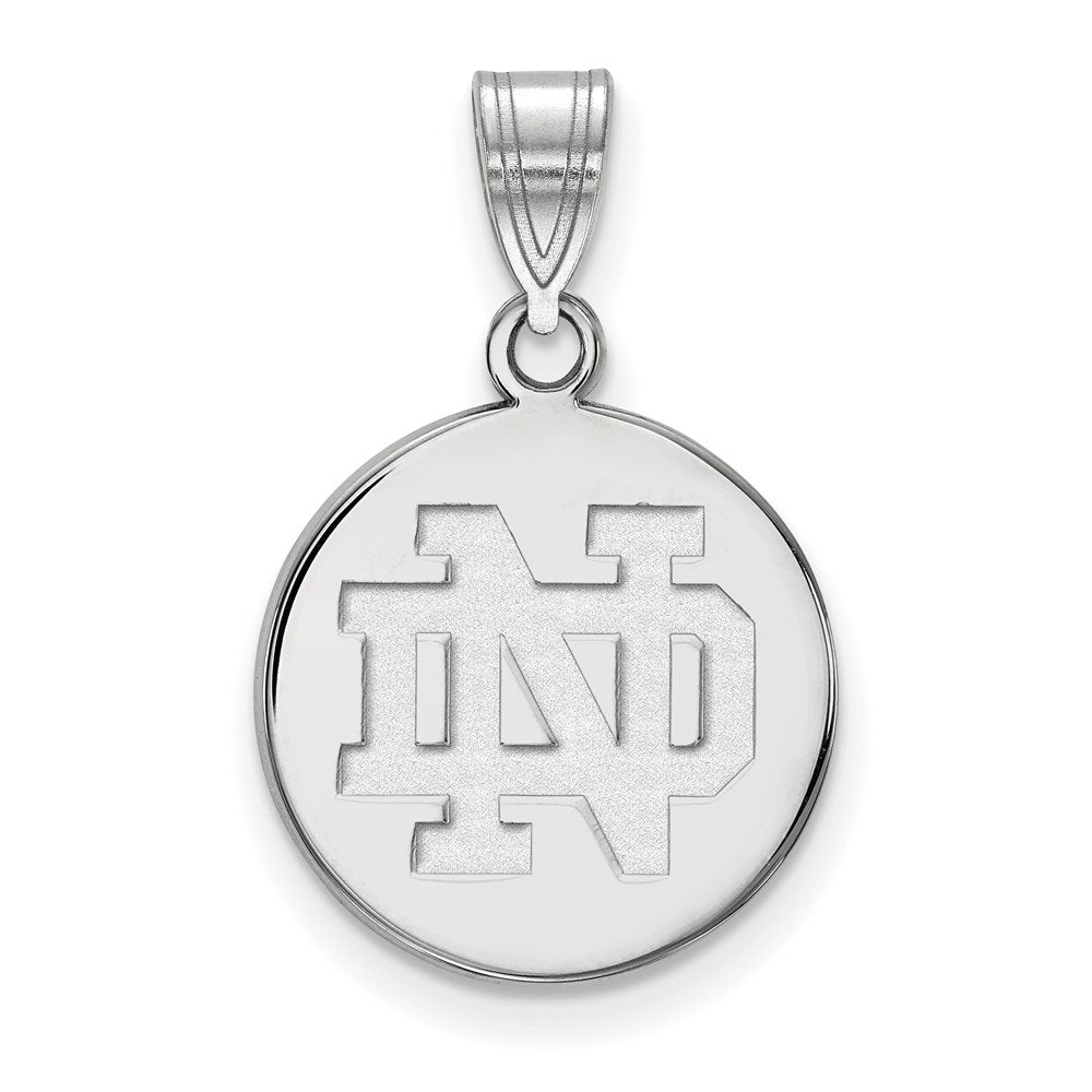 Sterling Silver Rhodium-plated U. of Notre Dame Medium Disc Pendant