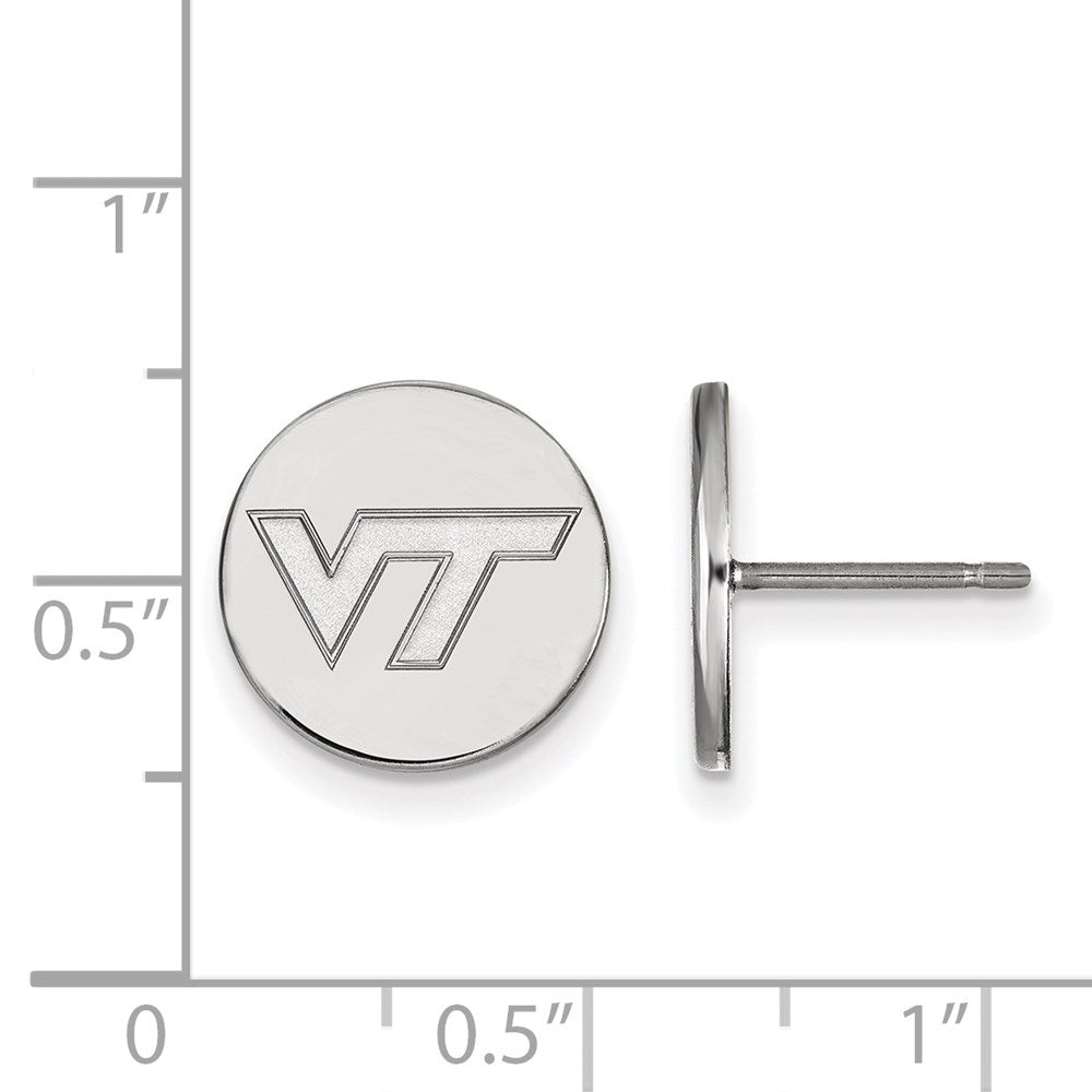 Sterling Silver Rhodium-plated Virginia Tech Small Disc Earrings