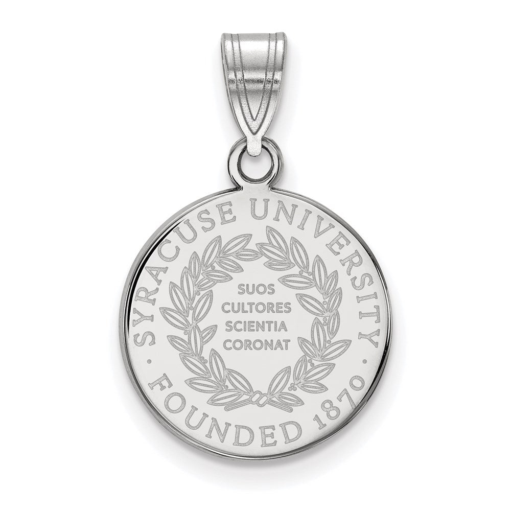 Sterling Silver Rhodium-plated Syracuse U. Medium Crest Pendant