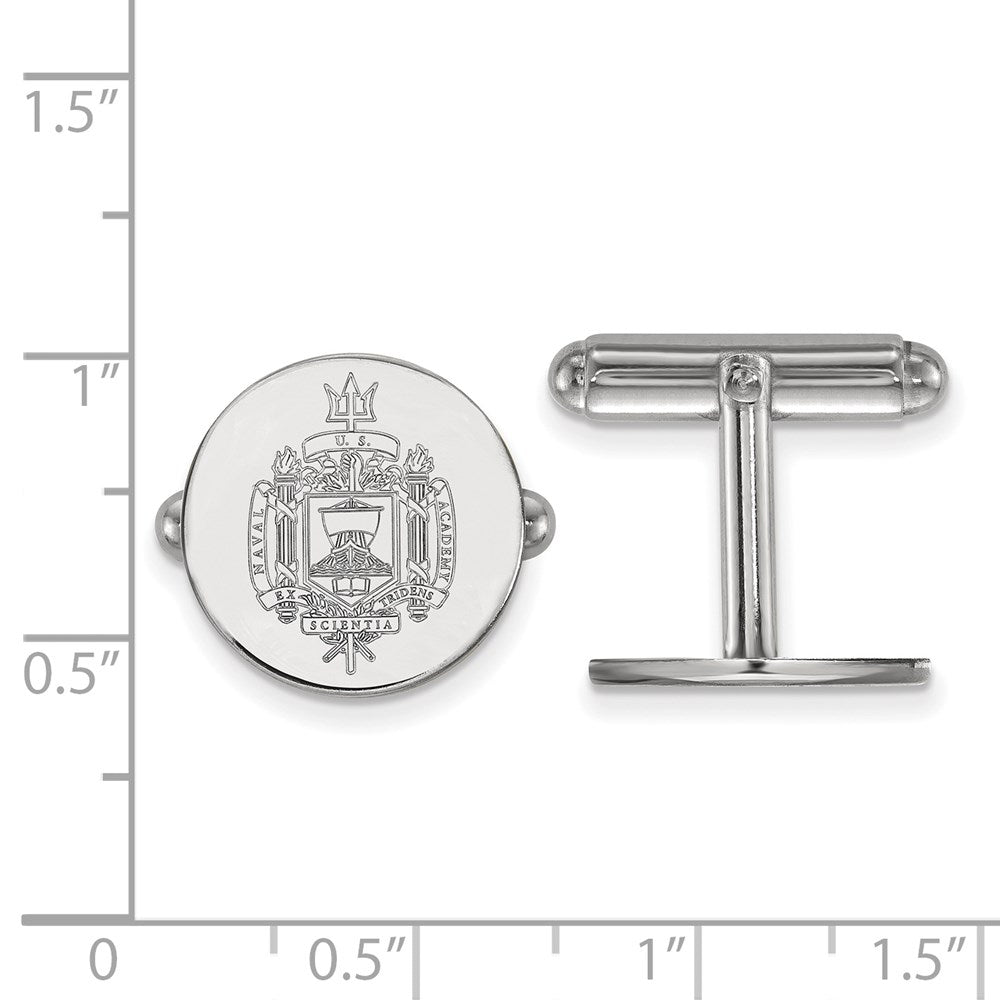 Sterling Silver Rhodium-plated US Naval Academy Crest Cuff Links