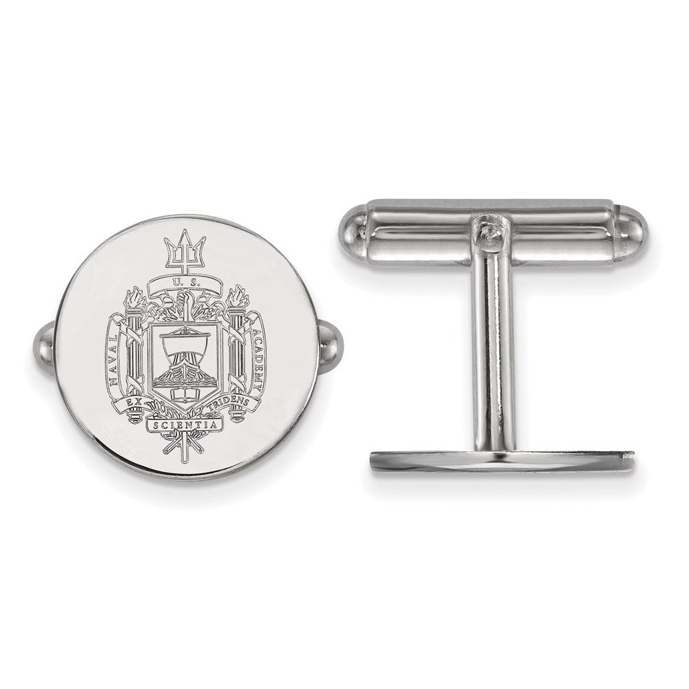 Sterling Silver Rhodium-plated US Naval Academy Crest Cuff Links